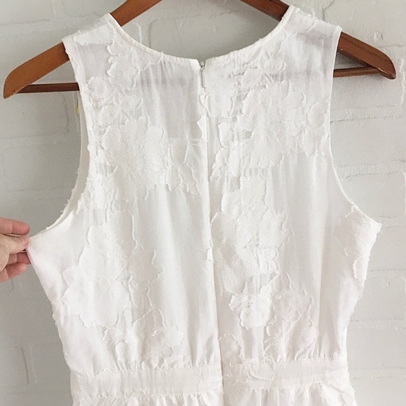 TED BAKER LONDON Mini Dress Maylee Floral Appliqué Tie-front Cotton White 6 - Picture 15 of 16